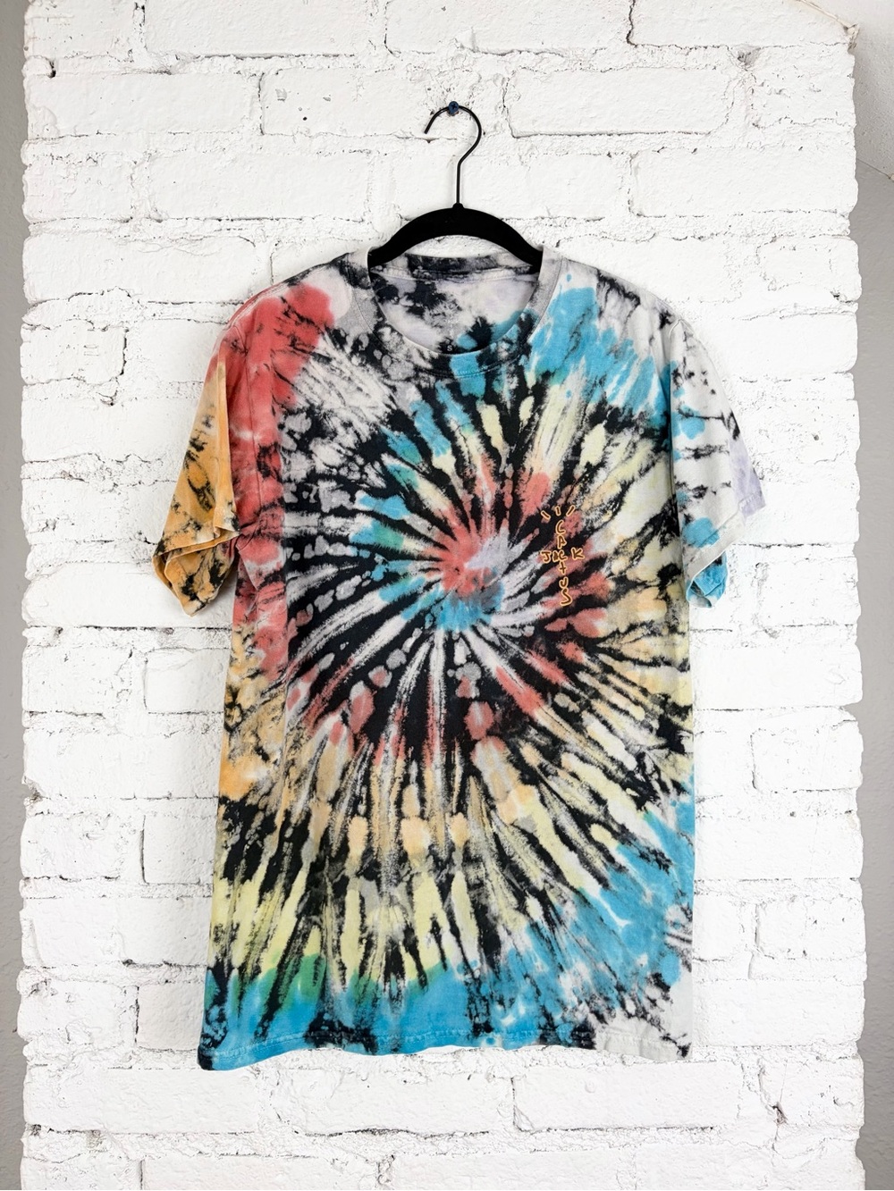 Cactus Jack Tie Dye Highest In The Room Distressed Tee Shirt Short Sleeve Small